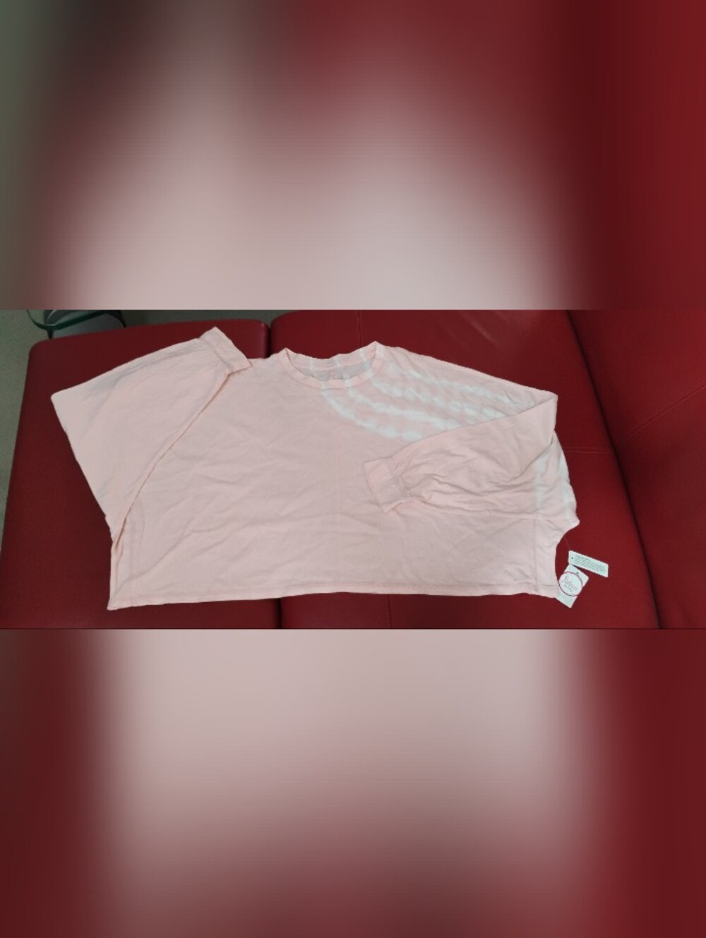 Flirtitude Oversized Pale Pink Tie Dye  Long Sleeve Crewneck Active Top